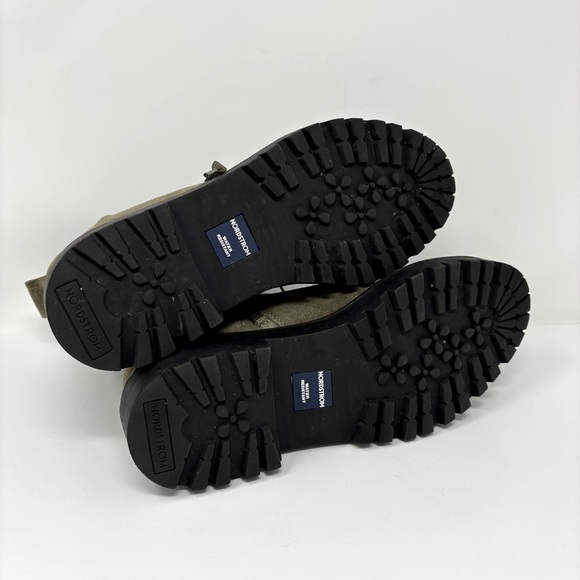 NORDSTROM Moonie Water Resistant Suede Leather Combat Boot Green Moss - Picture 6 of 8